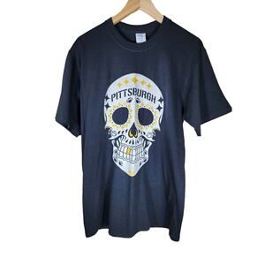 PITTSBURGH STEELERS Black White Football Sugar Skull Unisex T-Shirt SZ M